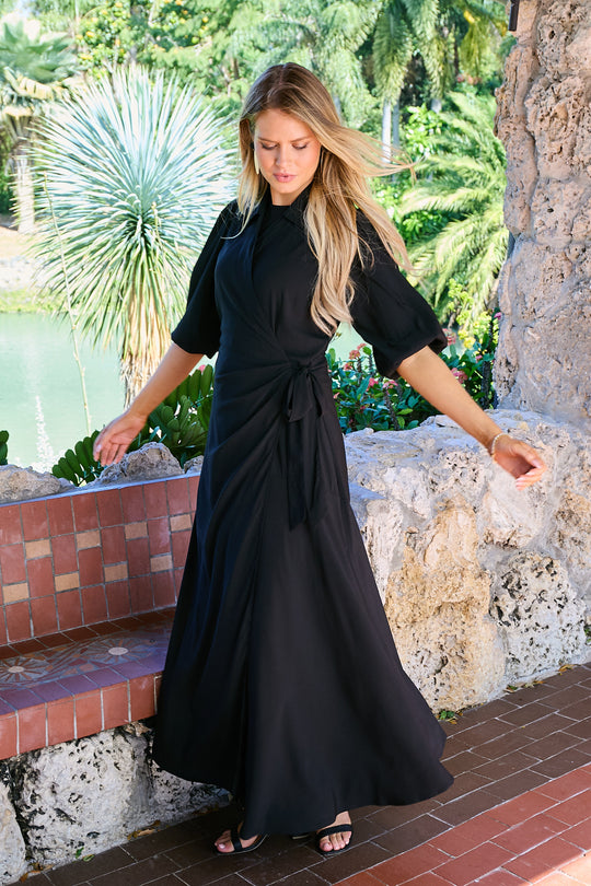 WRAP MAXI IN BLACK