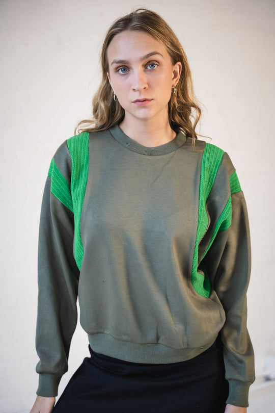 KNIT COMBO SWEAT - MONOCHROME GREEN