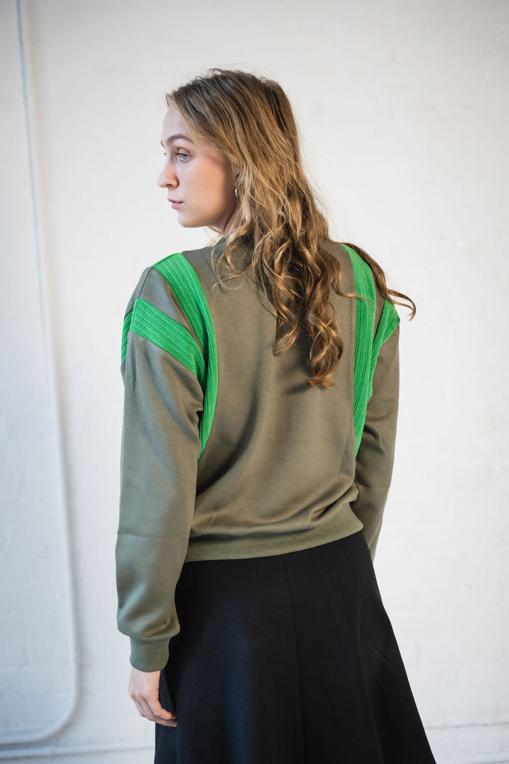 KNIT COMBO SWEAT - MONOCHROME GREEN