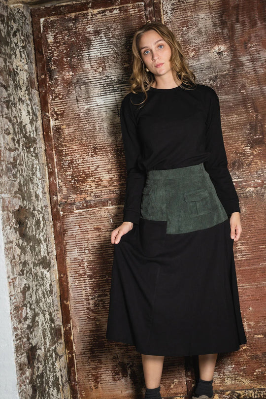 CORDUROY SKIRT WITH BLACK TOP