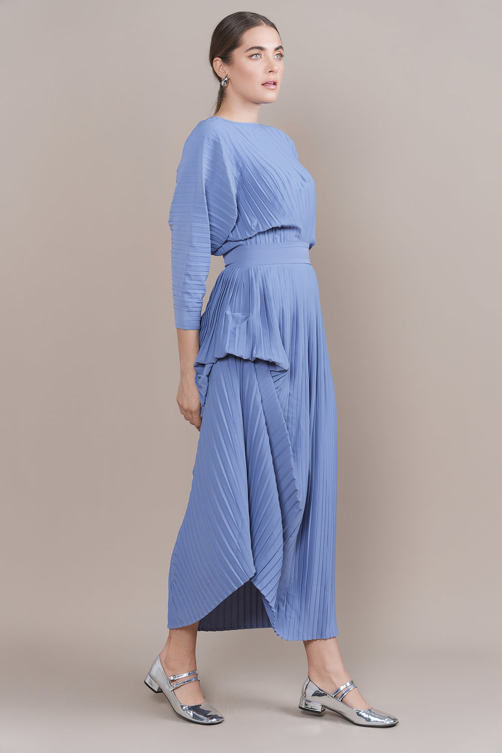 ZARAH DRESS IN STEEL BLUE