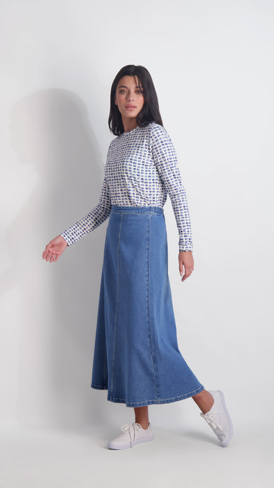 MULI SEAM JEAN SKIRT