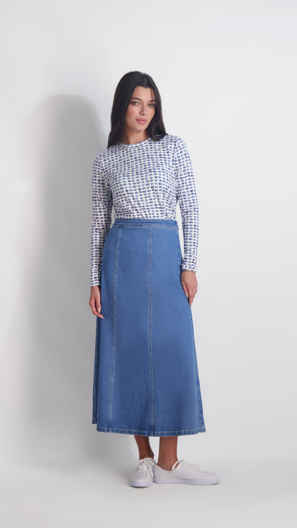 MULI SEAM JEAN SKIRT